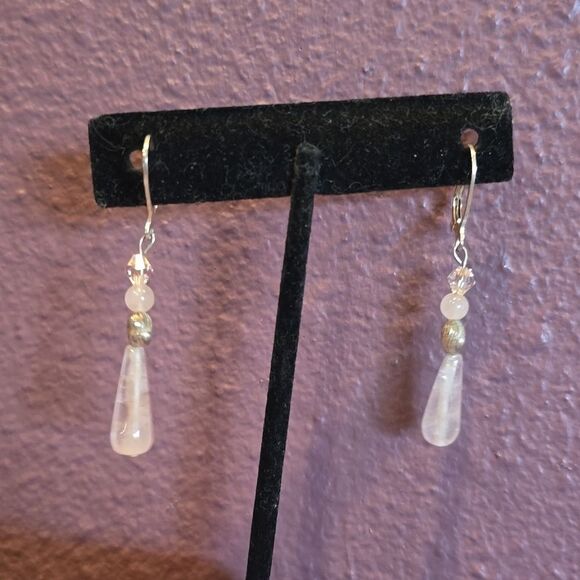 Quartz Pink Earrings, Genuine Stone,NWOT! - Picture 4 of 4